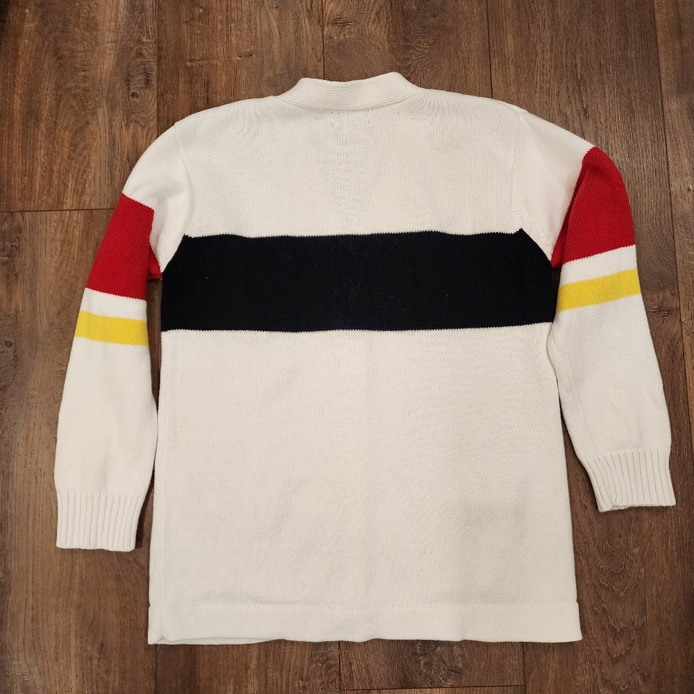 Lauren Ralph Lauren Varsity Style Cardigan Sweater Stripe Cotton Oversized Small - Picture 6 of 6